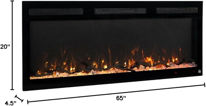 Touchstone Smart Electric Fireplace-The Fury 65" Wide- 4.5" Thin in Wall - Image 12