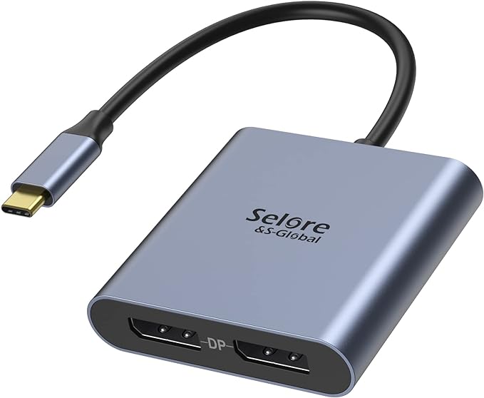 USB-C to Dual 4K DisplayPort Splitter Adapter, USB Type C to Displayport Dual by SeloreS-Global