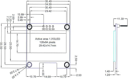 Haldzemo 1.3 inch OLED Display Module I2C IIC 128x64 LCD Screen S H1106 12864 - Image 4