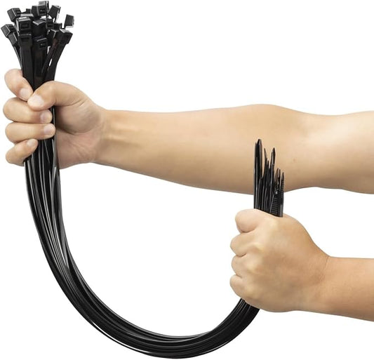 XINGO 24 Inch Black Large Zip Ties Heavy Duty 500 Pack, 200 LBS Ultra Strong by XINGO