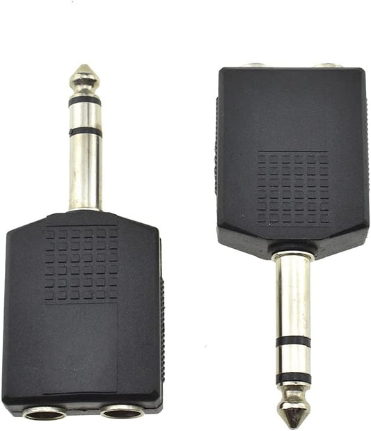HAHIYO 6.35 M-2x6.35 F-TRS Stereo Plug Interconnect Audio One Male 6.35mm and by HAHIYO