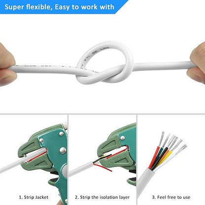 18 Gauge 6 Conductor Electrical Wire, 32.8FT White Stranded Low Voltage 18/6 - Image 5