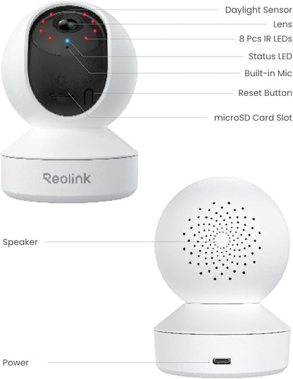 REOLINK 4MP Indoor Security Camera E1, Plug-in 2.4G Wireless WiFi 6 - Image 9