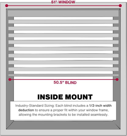 LOTUS & WINDOWARE Cordless Faux Wood Blinds, 51" Wide x 72" Long,Smooth,Light Gray, 2 Inch Horizontal Blinds – for Living Room, Bedroom, Interior Door Windows