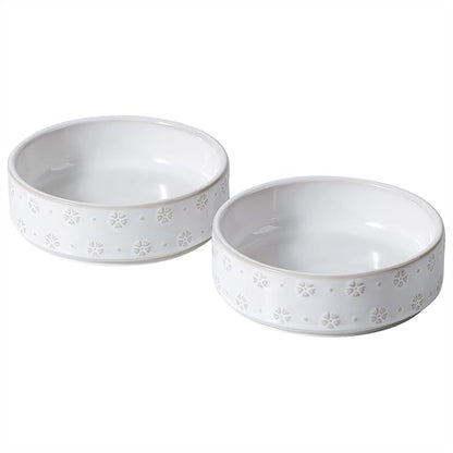 6.1inch Ceramic Set of 2 Dog and Cat Bowls, Food and Water Bowls by Havniva
