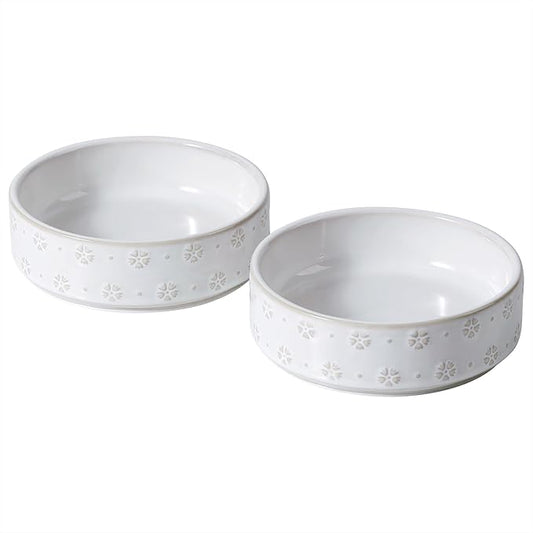 6.1inch Ceramic Set of 2 Dog and Cat Bowls, Food and Water Bowls by Havniva