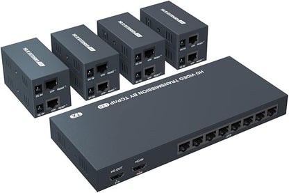 150m HDMI Splitter Extender 1x8 Transmit Remote 1080P Audio Video Over Cat5e/6 by PWAYTEK