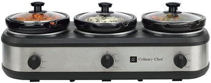 CULINARY CHEF, Triple Slow Cooker, Buffet Server 3 Pot, Food Warmer - Image 2