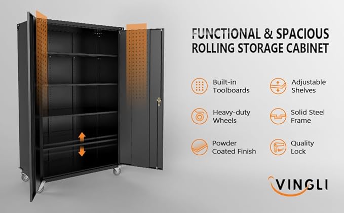 VINGLI Upgraded Wide & Deep Garage Storage Cabinet, Metal Storage Cabinet - Image 9