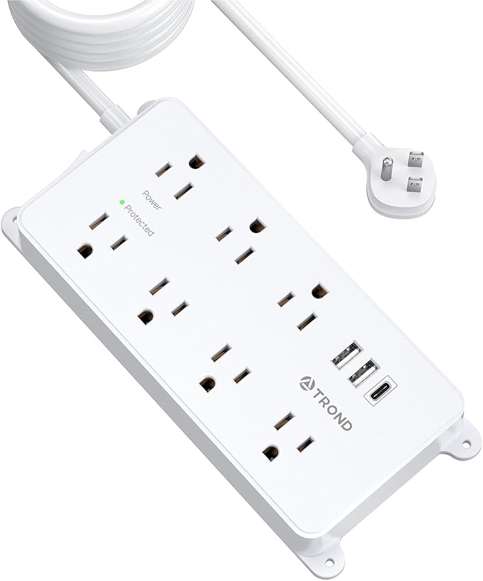 TROND Surge Protector Power Strip Flat Plug, 15ft Long Extension Cord, 7 by TRONDOfficial