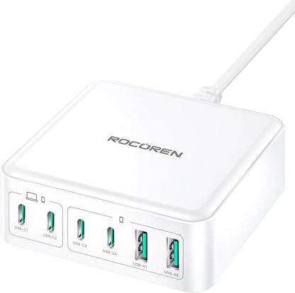 270W USB C Charger Block, Rocoren 6 Port Multi USB-C Charging Station, 100W PD by Rocoren