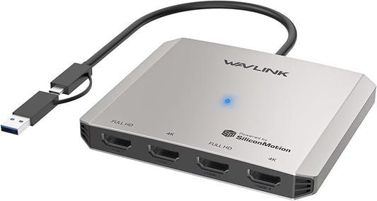 WAVLINK 4-Port HDMI Splitter, USB C to Quad Monitor 4K Adapter, Universal USB A by WAVLINK%C2%AE