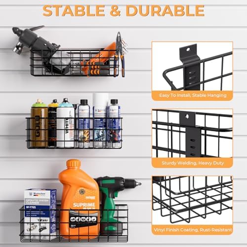 incly 30pcs slatwall accessories set with 4 baskets, close-up detail