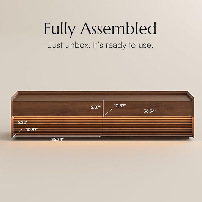 POVISON Fully-Assembled Mid Century Modern TV Stand, 78.74" Wood Media Console - Image 4