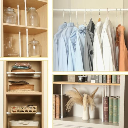 2 Pcs Small Tension Rod 12-20 inch Spring Rod, Tension Rod Spring Tension Rod, Small Tension Curtain Rod, Short Thin Tension Rods, Mini Tension Rods for Closet, Cabinets, Cupboard, Drawers, White