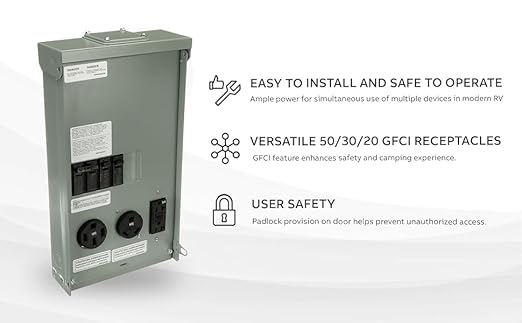 Midwest 50/30/20 amp U075CTL010 RV/EV Panel w/ 20 AMP GFCI - Image 5