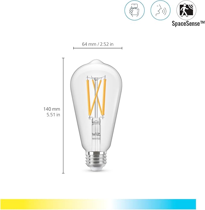 WiZ Connected 60W ST19 Tunable White Filament LED Smart Light Bulbs - Image 3