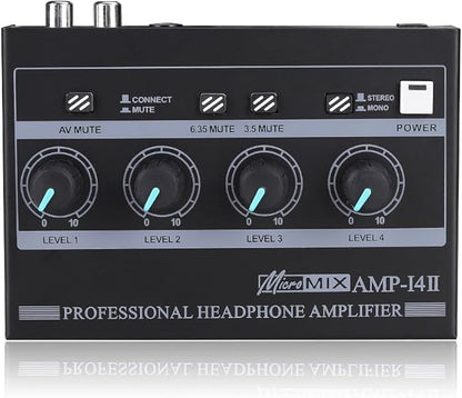 Riworal Headphone Amplifier 4 Channel Audio Amplifier Portable Splitter by RiworalAudio