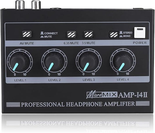 Riworal Headphone Amplifier 4 Channel Audio Amplifier Portable Splitter by RiworalAudio