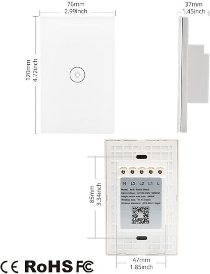 WiFi Smart Wall Light Switch Glass Touch Panel Wireless Remote Control by - Image 6