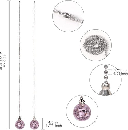 LONGSHENG - SINCE 2001 - 2PCS Pink Modern Crystal Ice Cracked Ball Pull Chain - Image 2