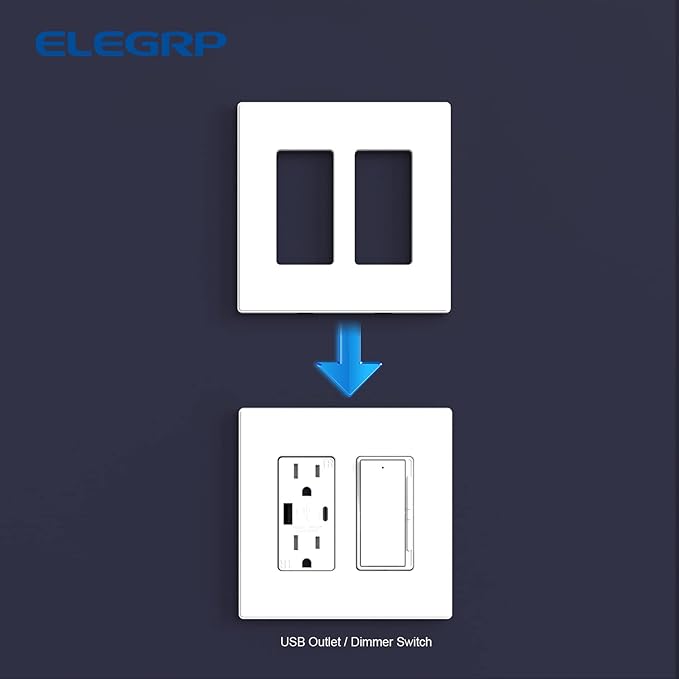 ELEGRP 2-Gang Screwless Decorative Wall Plates, Mid-Size 4.88" height x 4.94" - Image 5
