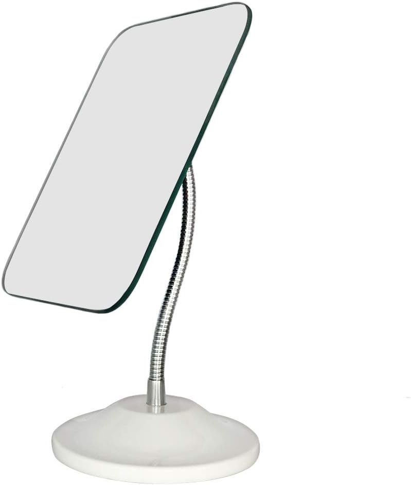 YEAKE Adjustable Flexible Gooseneck Makeup Mirror,360°Rotation Folding Portable Desk Vanity Mirror with Stand Shower Shaving Cosmetic Mirror Square
