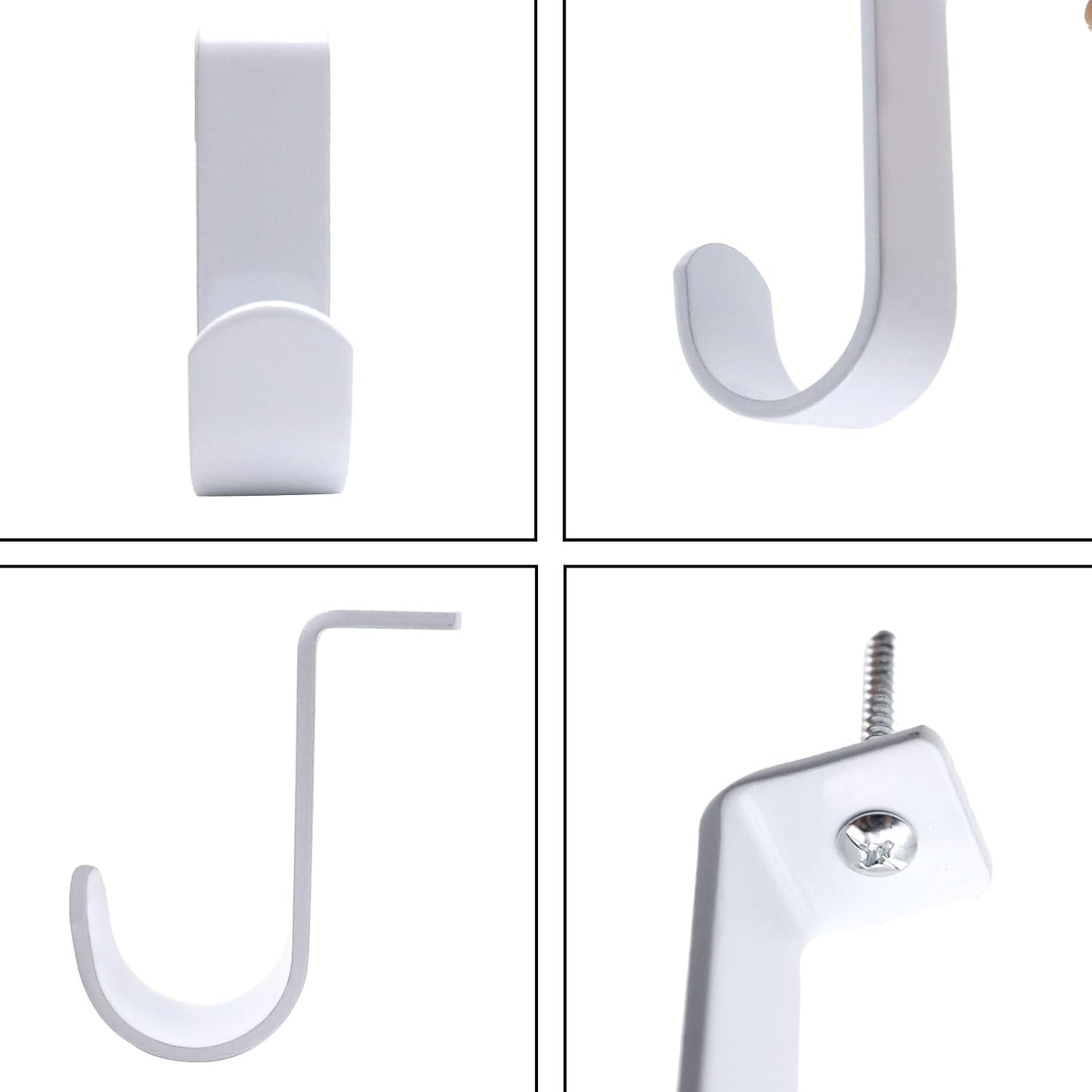 Ceiling Curtain Rod Brackets 3 Pack Metal Holders with Screws, Ceiling Mount Brackets for 1 Inch Rod, Sturdy Hooks for Bedroom Living Room Office, White