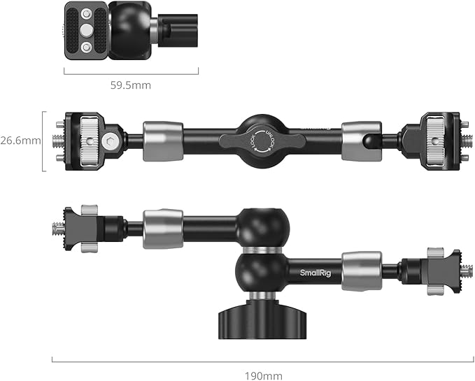 SMALLRIG 7'' Magic Arm with 1/4"-20 Screws & Spring-Loaded Pins, 1.5kg Load - Image 8