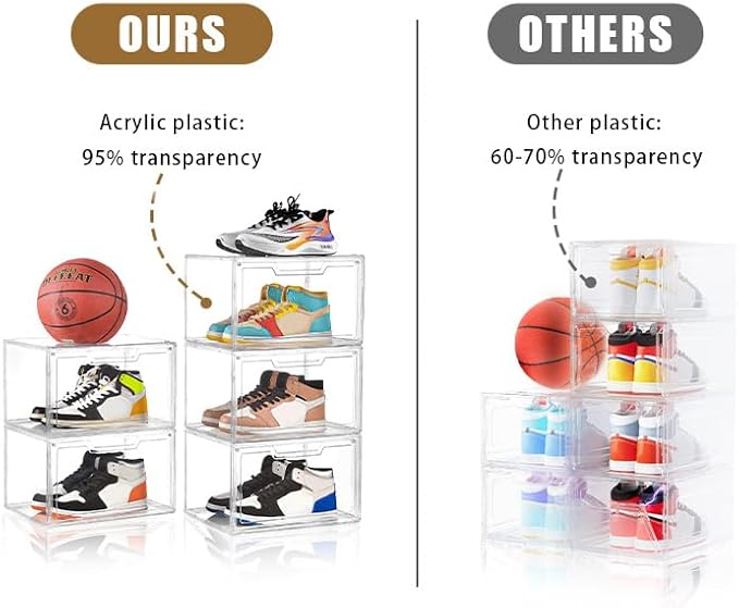 5 Pack Clear Stackable Shoe Organizer Box - Image 4