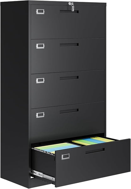 5 Drawer File Cabinets for Home Office, Metal Filing Cabinet by AFAIF