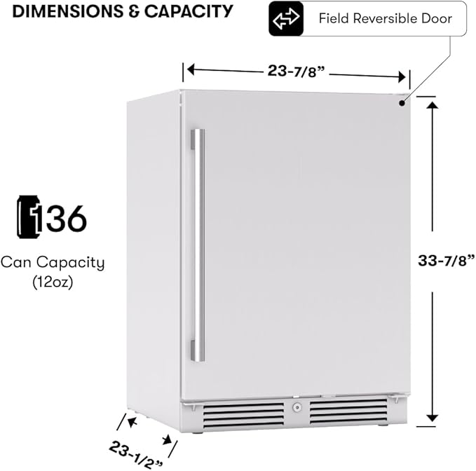 Zephyr Presrv 24 Inch Outdoor Wine Fridge & Beverage Refrigerator Single Zone - Image 3