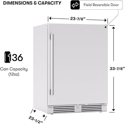 Zephyr Presrv 24 Inch Outdoor Wine Fridge & Beverage Refrigerator Single Zone - Image 3