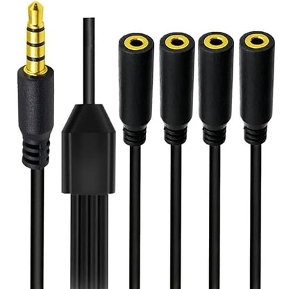 MysRuida 1.6ft 1/8” 3.5mm TRRS Extension Stereo Audio Cable, 1 Male to 4 Female - Image 2