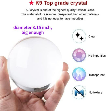 3D Rose Crystal Ball Lamp, 3.15 inch Crystal Ball Night Light - Image 8
