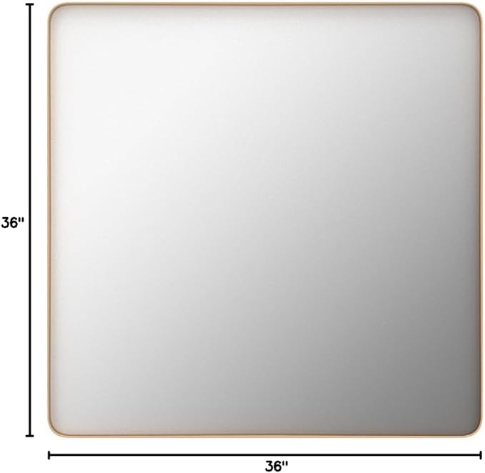 LOAAO 36”X36” Gold Bathroom Mirror, Rounded Rectangle Gold Frame Mirror - Image 8