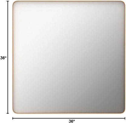 LOAAO 36”X36” Gold Bathroom Mirror, Rounded Rectangle Gold Frame Mirror - Image 8