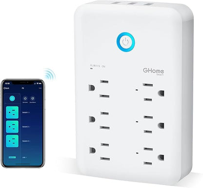 GHome Smart Plug Outlet Extender, USB Wall Charger by GhomeSmart