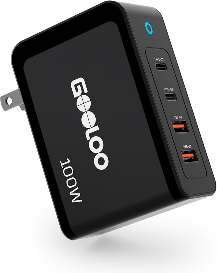GOOLOO 100W USB C Charger Block, 4-Port Foldable Compact Fast Wall Charger by GOOLOO