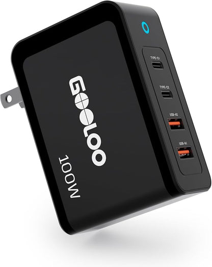 GOOLOO 100W USB C Charger Block, 4-Port Foldable Compact Fast Wall Charger by GOOLOO