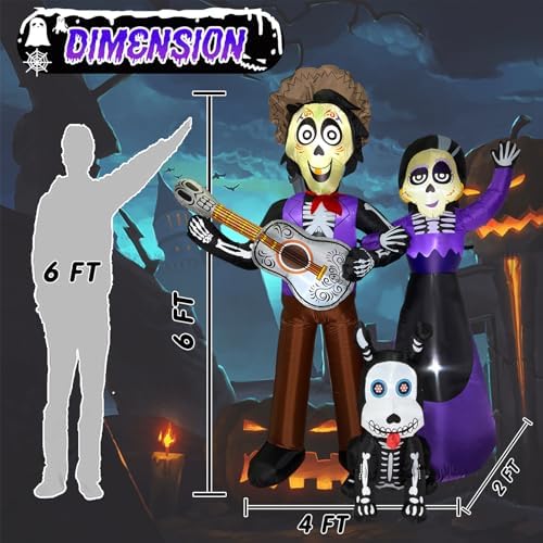 6 FT Halloween Inflatables Decoration, Blow Up Yard Decorations, Day of The D...