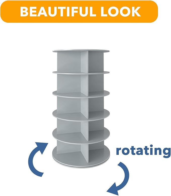 SpaceAid 5 Tier Rotating Shoe Rack Tower, Spinning Shoe Display Lazy Susan - Image 7