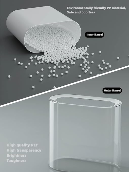IEEK Small Waste Basket Slim Trash Can 3.2 Gallon/12L Clear and White Garbage - Image 6
