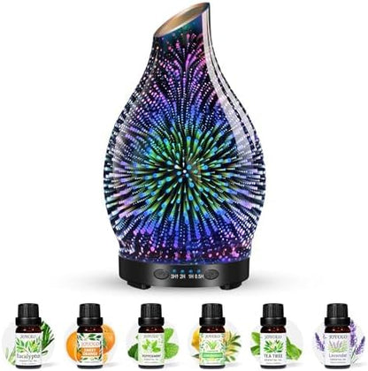 Essential Oil Diffuser & Essential Oils Set, Glass Aromatherapy Diffuser by JOYOLO