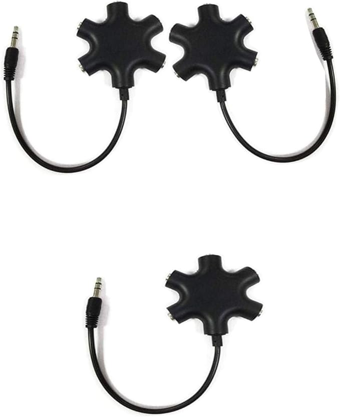 Headphone Audio Splitter 5 Ways Adaptor Audio Stereo Cable 3.5mm Male to 5 Port by JWCE.