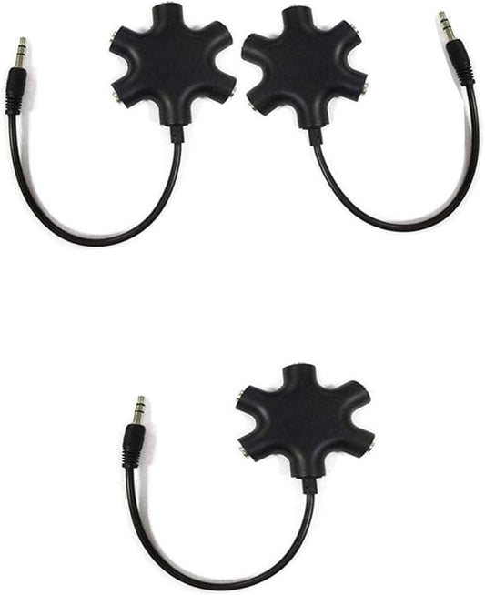 Headphone Audio Splitter 5 Ways Adaptor Audio Stereo Cable 3.5mm Male to 5 Port by JWCE.