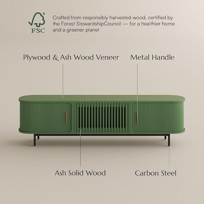 POVISON Fully-Assembled Modern Green TV Stand - Image 6