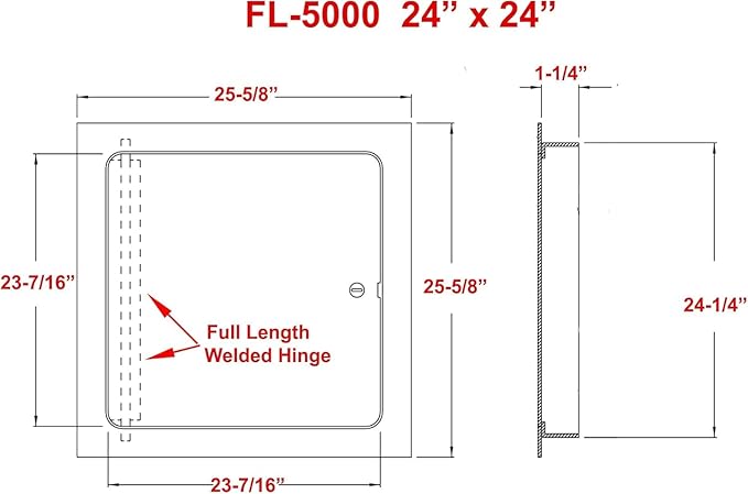 Premier 24x24 Universal Steel Flush Access Panel Door w/Screwdriver Latch - Image 2