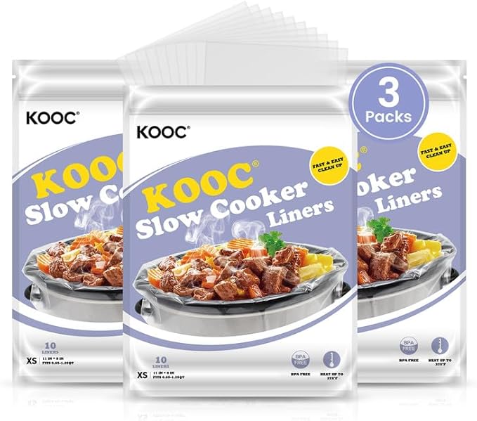 KOOC Slow Cooker Liners 8"x11" 30 Count Mini Size Disposable Pot Liners Cooking by KOOC