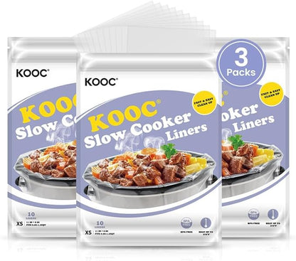 KOOC Slow Cooker Liners 8"x11" 30 Count Mini Size Disposable Pot Liners Cooking by KOOC